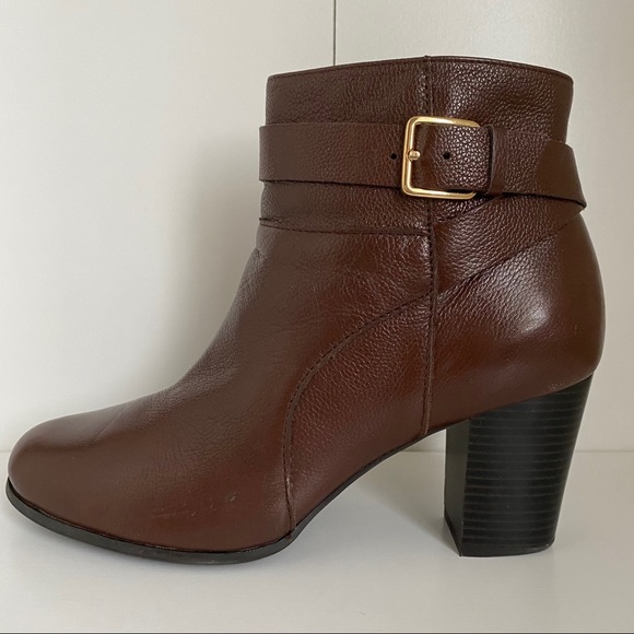 COLE HAAN Leather Ankle Bootie, Brown, 9 - Picture 3 of 16